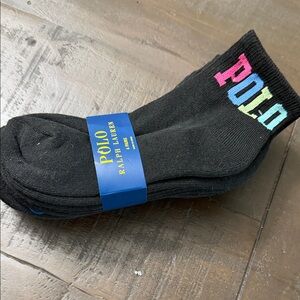 Polo by Ralph Lauren Black Socks with Multicolor Logo